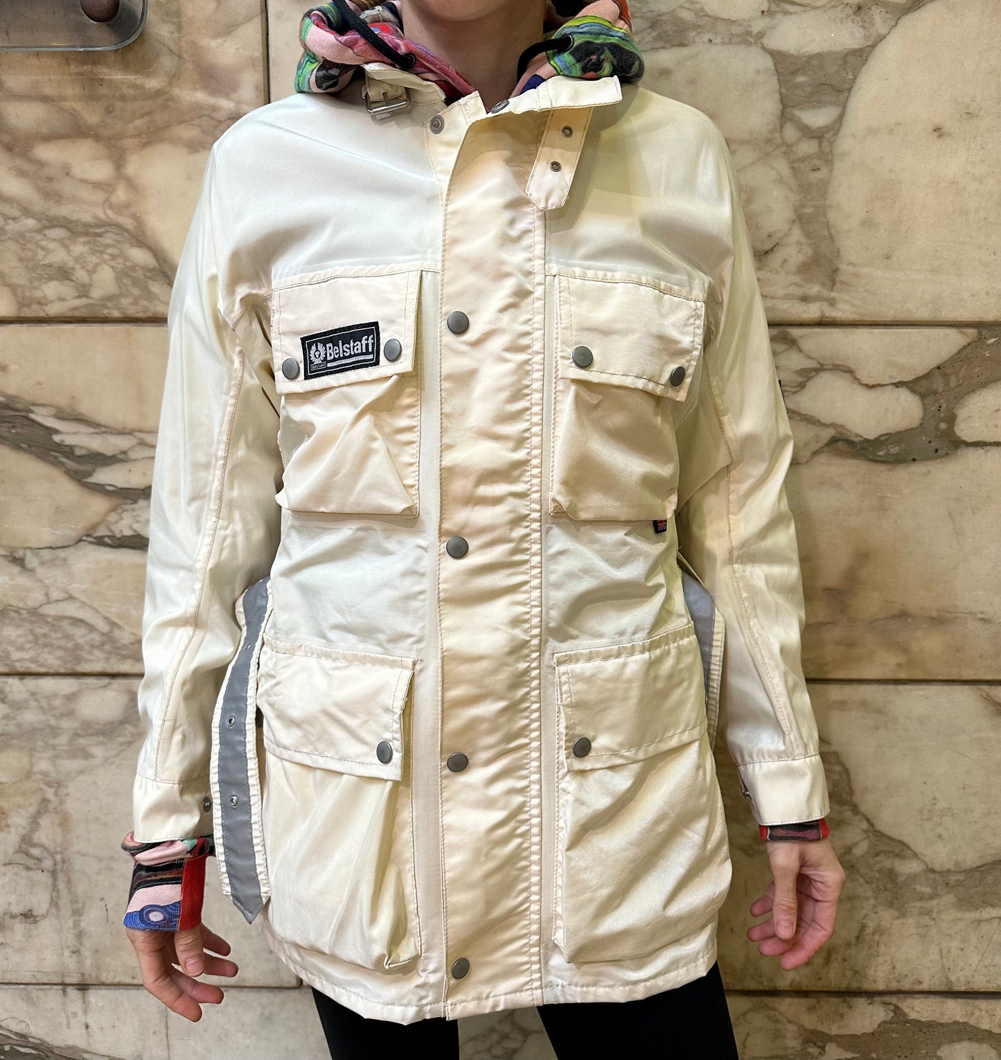Belstaff NOS 90s cream nylon biker jacket sz 40 , mint with tags