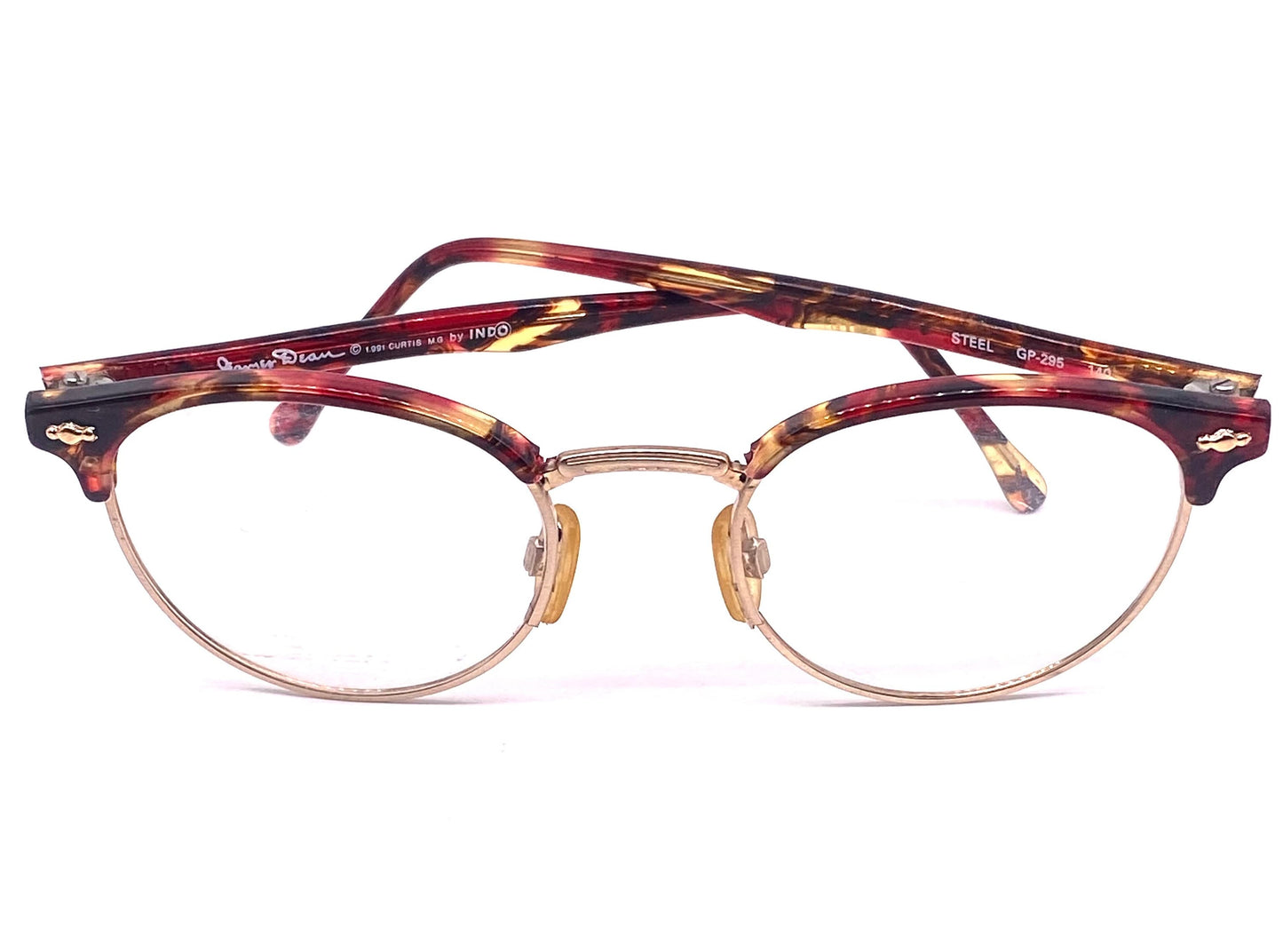 James Dean tortoise/gold panto clubmaster eyeglasses frames made in Spain by Indo, NoS