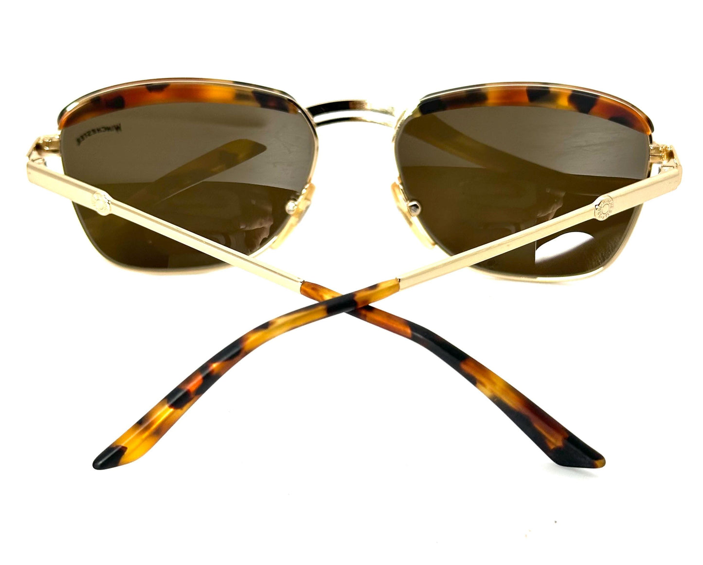 Winchester TwinFalls retro tortoise gold or brass metal sunglasses, 90s NOS hand made in Italy