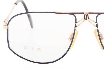 Rodier golden aviator frames w enameled navy rims & burgundy bridge and temples, NOS 80s Germany