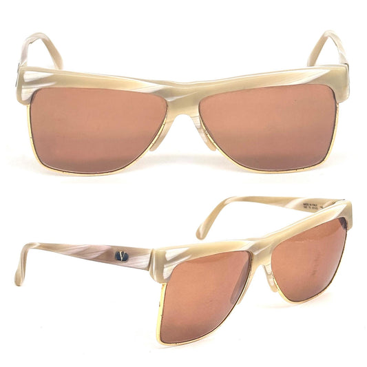 Valentino 540 vintage mother of pearl acetate and gold sunglasses with orange lenses 80s 90s Made in italy