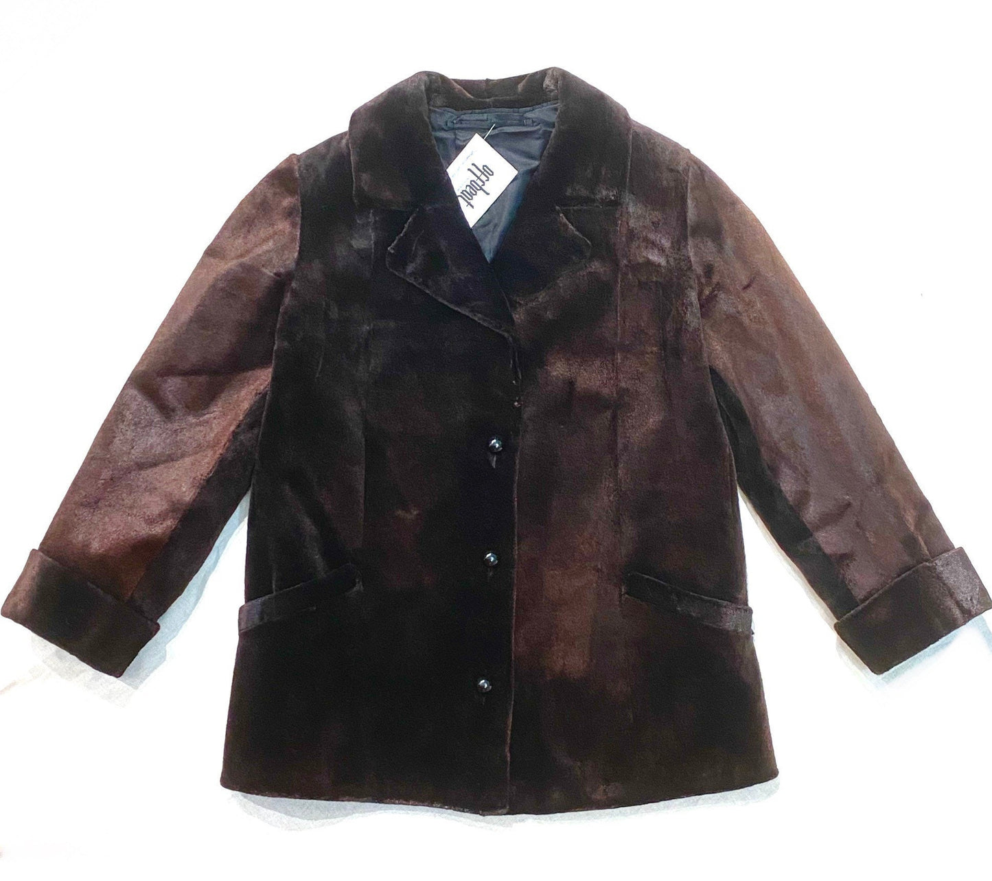 Lapeco Milan sheared mink dark brown fur coat 1960s, mint