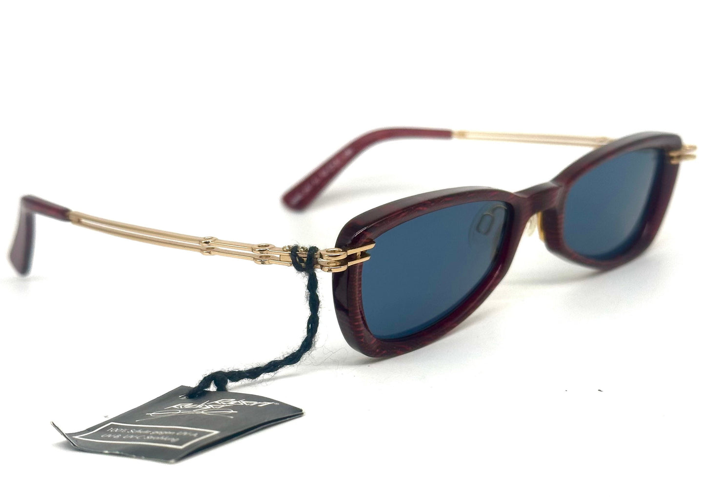 Robert Rudger burgundy gold steampunk sunglasses made in Austria, rare 90s NOS