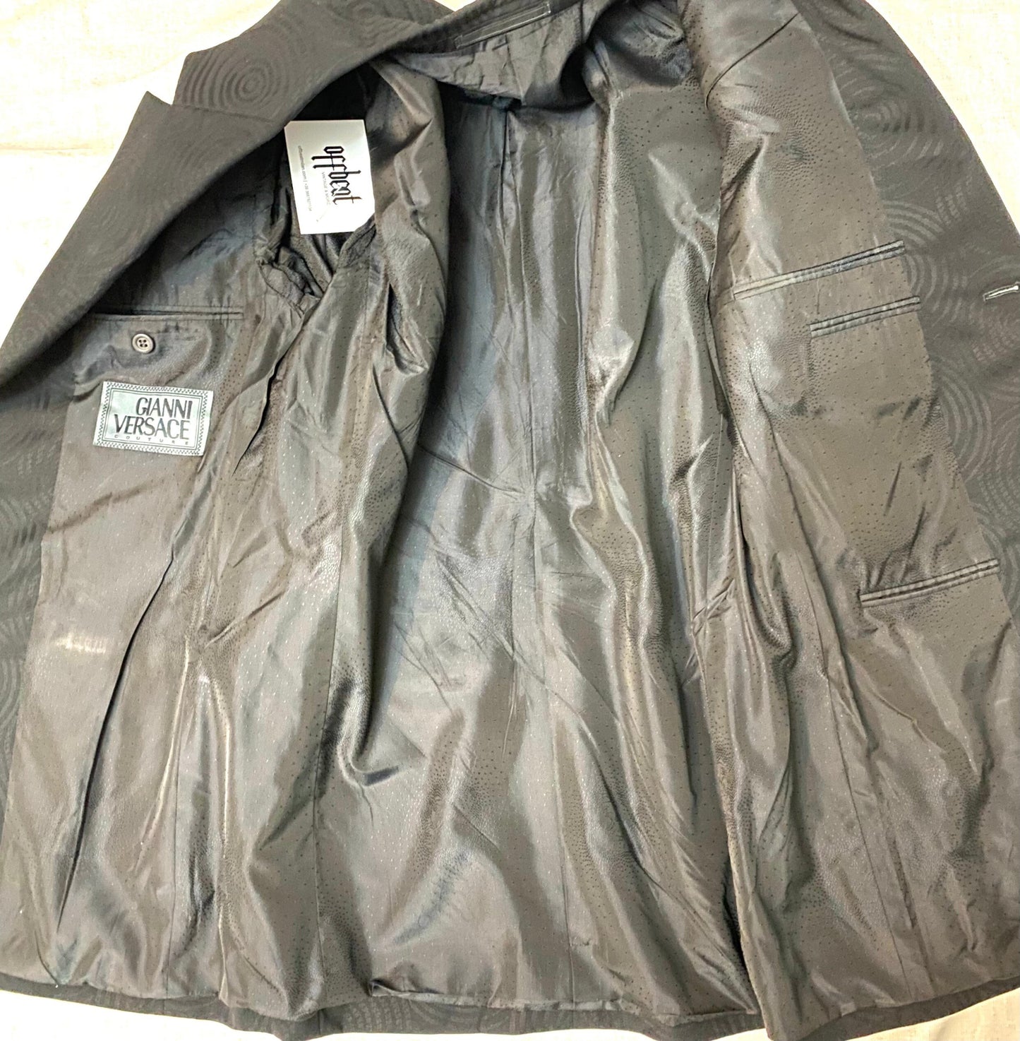 Gianni Versace Couture black wool blazer with circles allover, mint sz 46