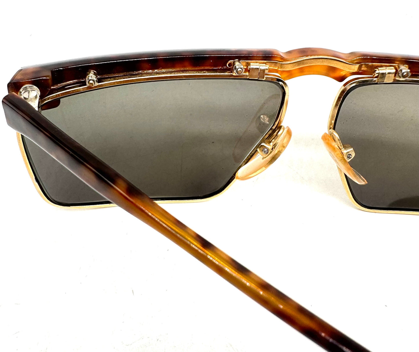 Bright Eyes NY square techie sunglasses w metal rims and acetate structure, NOS 80s; 2 colorways available