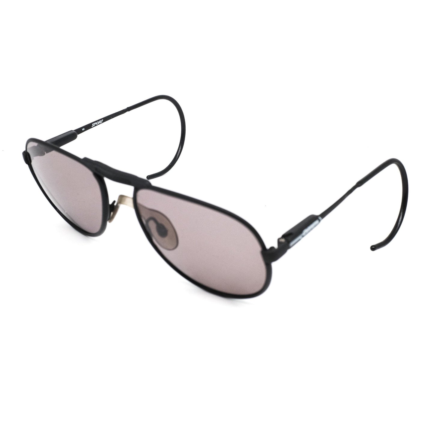 Carrera Sport black metal cable aviator sunglasses with black lenses and special hook temple tips,  80s NOS