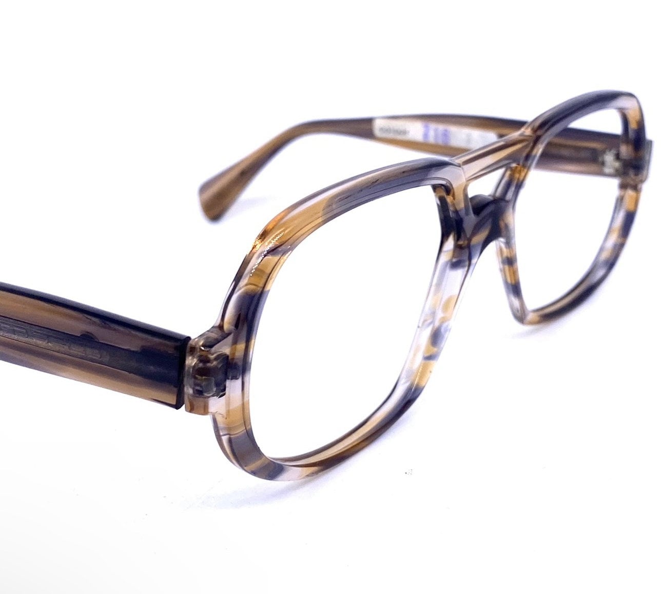 Serge Kirchhofer mod27 Smokey grey double bridge aviator glasses, NOS 70s Austria