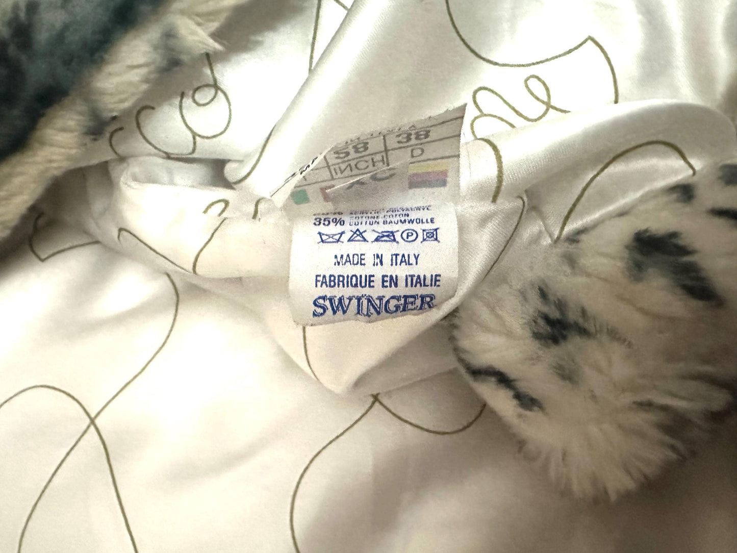 Roccobarocco 80s white snow leopard faux fur made in Italy, great condition sz 42/M