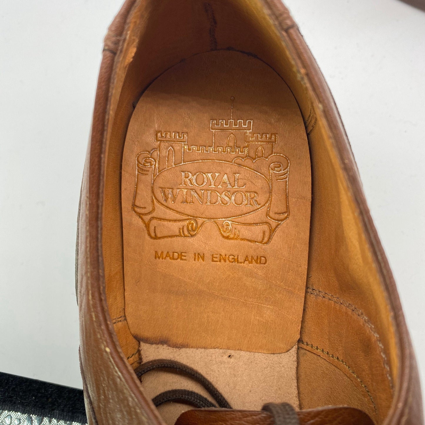 Grenson Royal Windsor tan leather ladies formal lace up shoes, NOS 80s UK