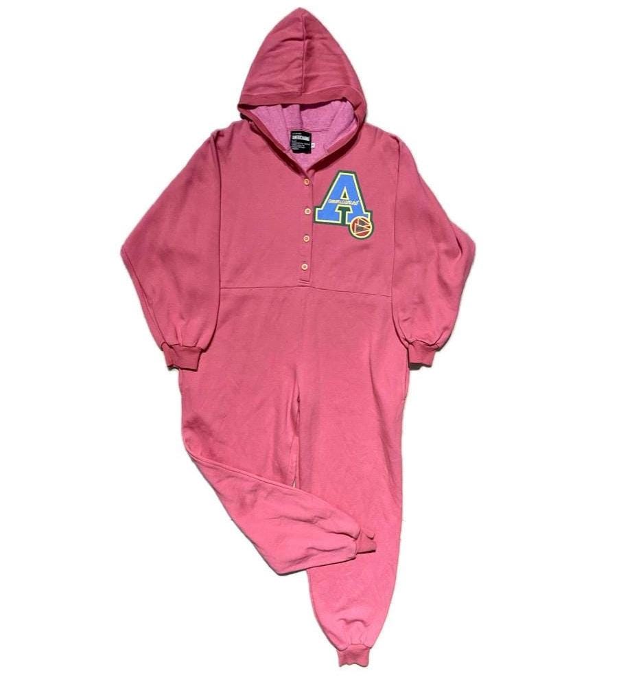 Americanino -Avirex hooded pink overall jumpsuit pijama sweatshirt cotton, cool prints, 80s NOS sz S Man