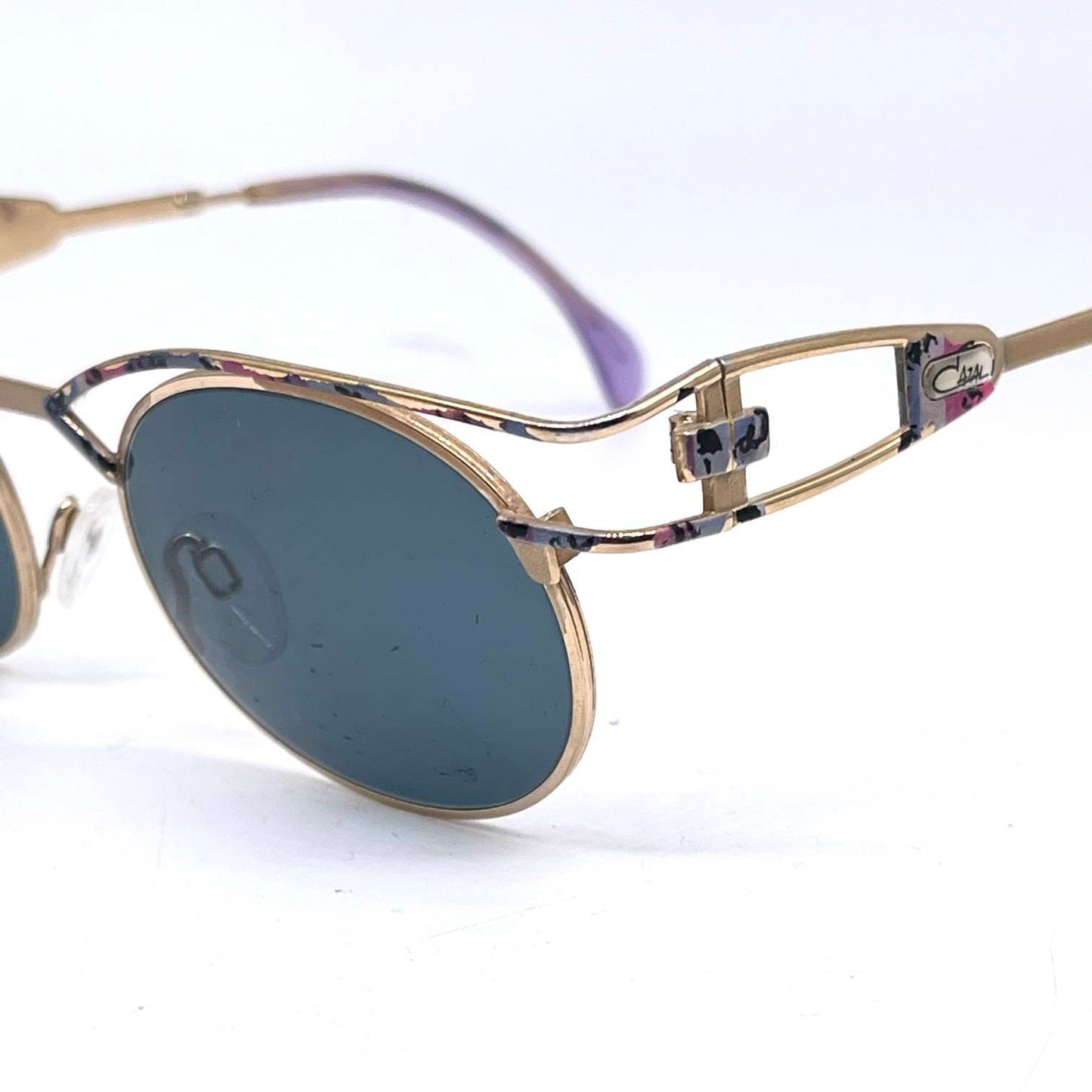 Cazal hip oval gold sunglasses with rainbow enameled details, W Germany 80s good condition