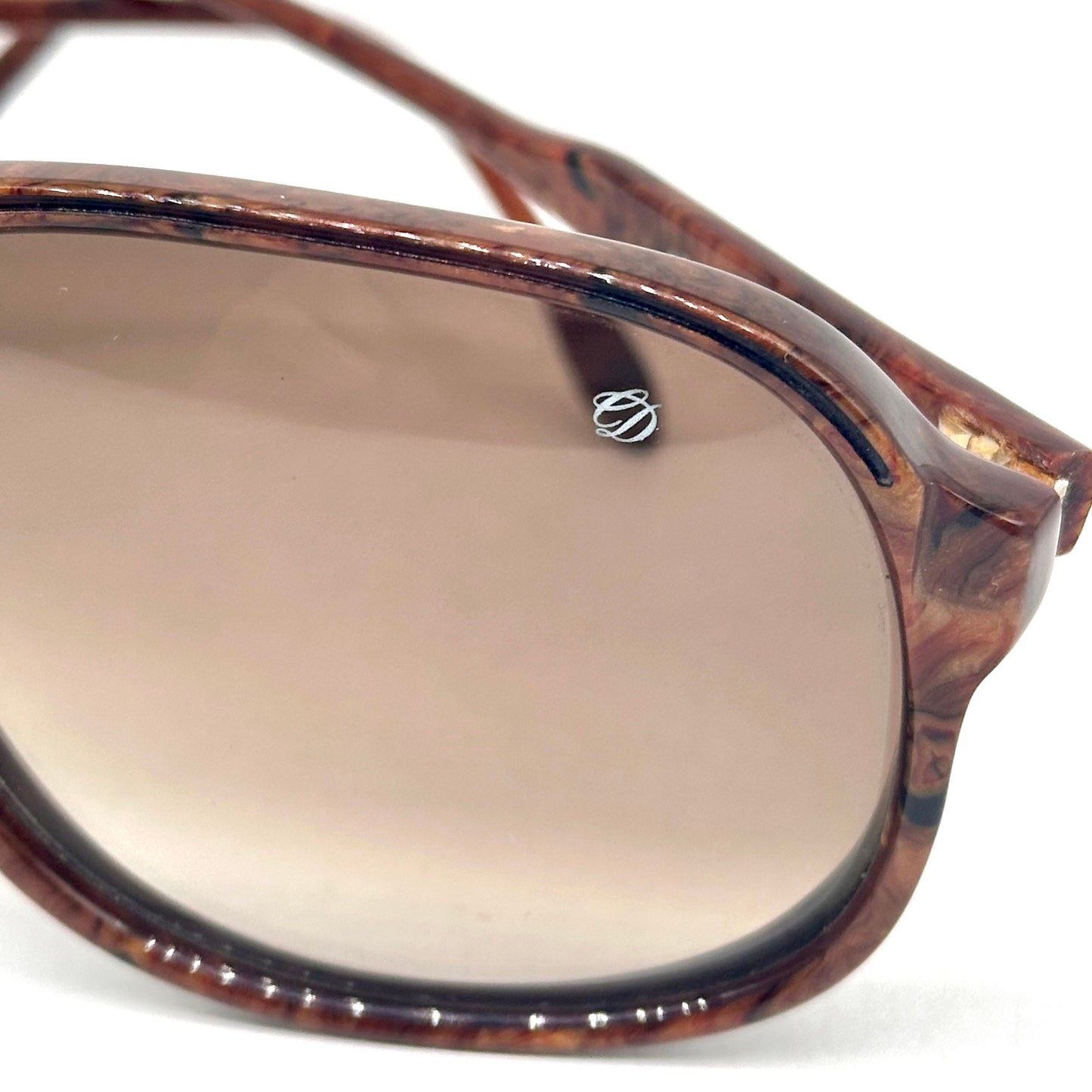 Christopher Dunhill London brown marble square oversize sunglasses hand made in Italy, 90s NOS