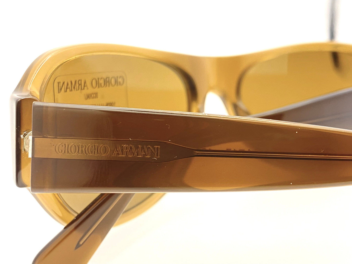 Giorgio Armani 2520 brown translucent aviator Sunglasses w crystal tempered lenses, NOS 80s