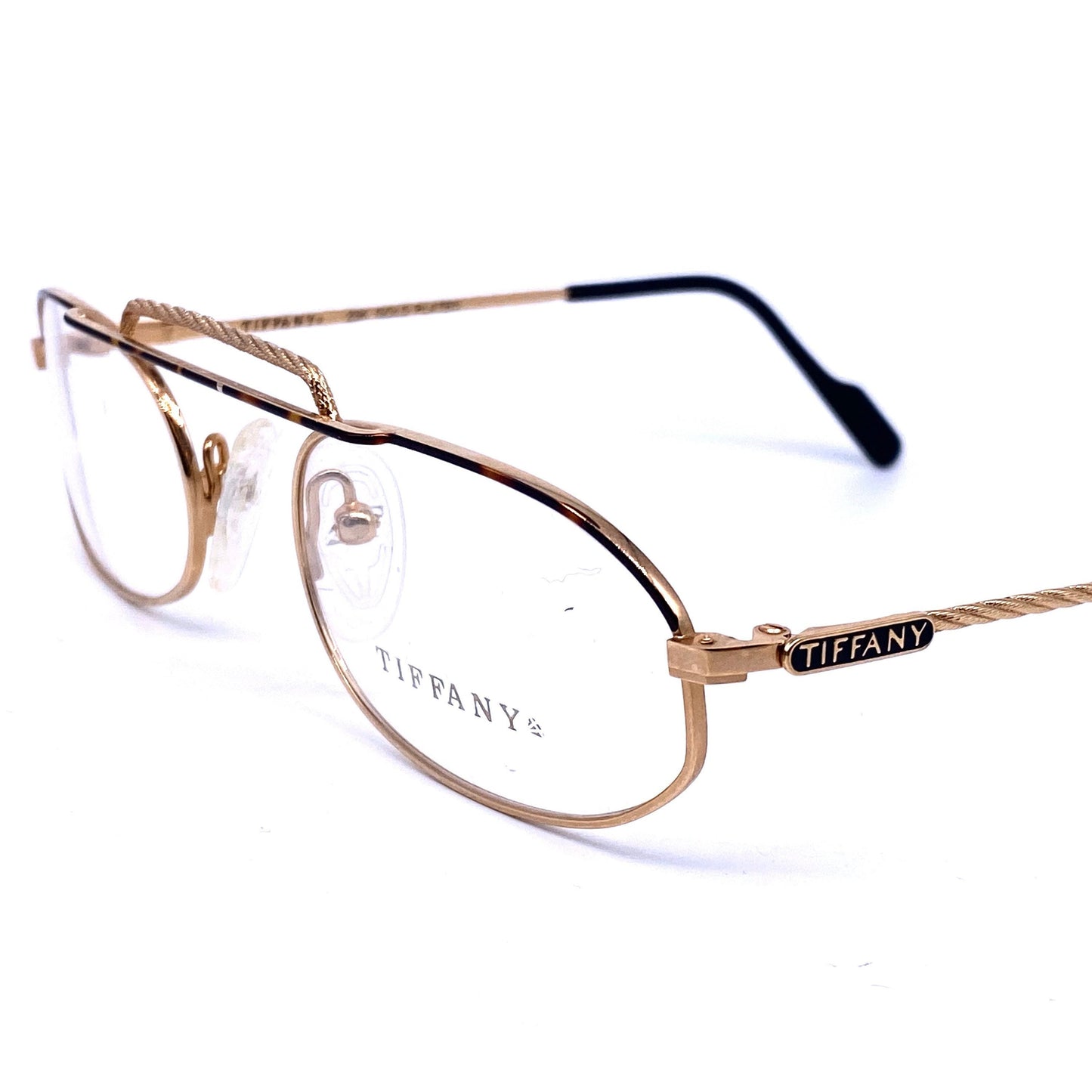 Tiffany T44 oval reading eyeglasses frames, 23k Gold filled, made in Italy 1980s NOS