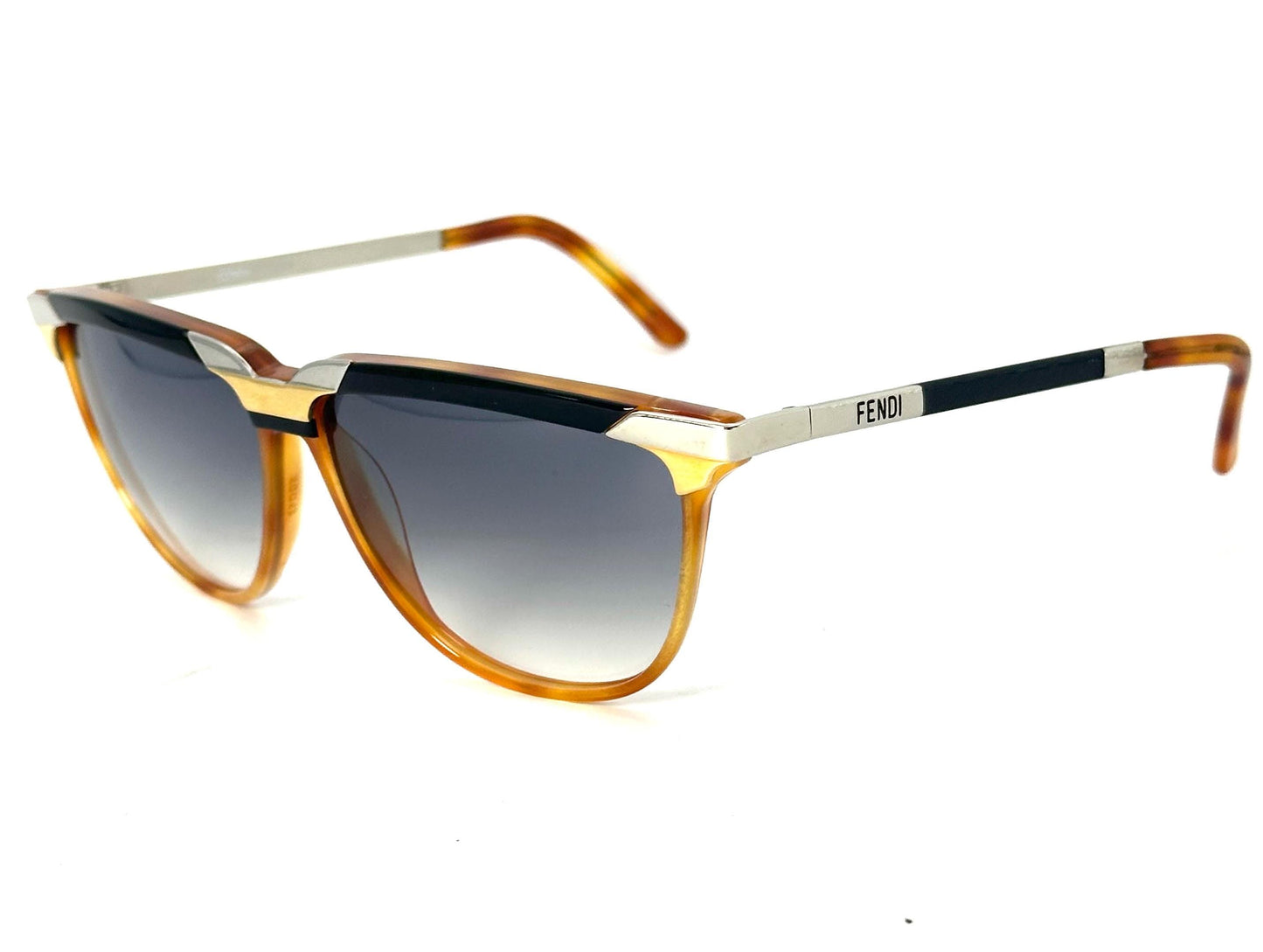 Fendi FS90 cool luxury tortoise- Gold sunglasses hand made in Italy by Lozza, 80s NOs