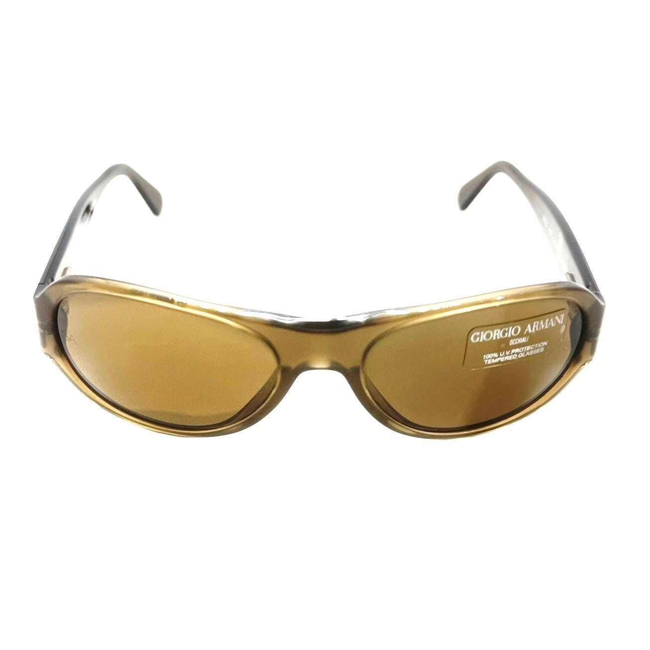 Giorgio Armani 2520 brown translucent aviator Sunglasses w crystal tempered lenses, NOS 80s