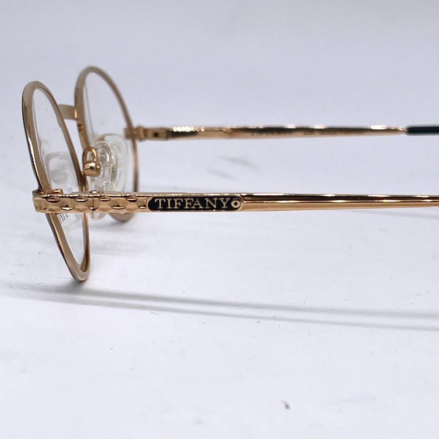 Tiffanys T73 23K Gold oval frames w tortoise rims, authentic Luxury vintage glasses hand made in Italy 80s NOS