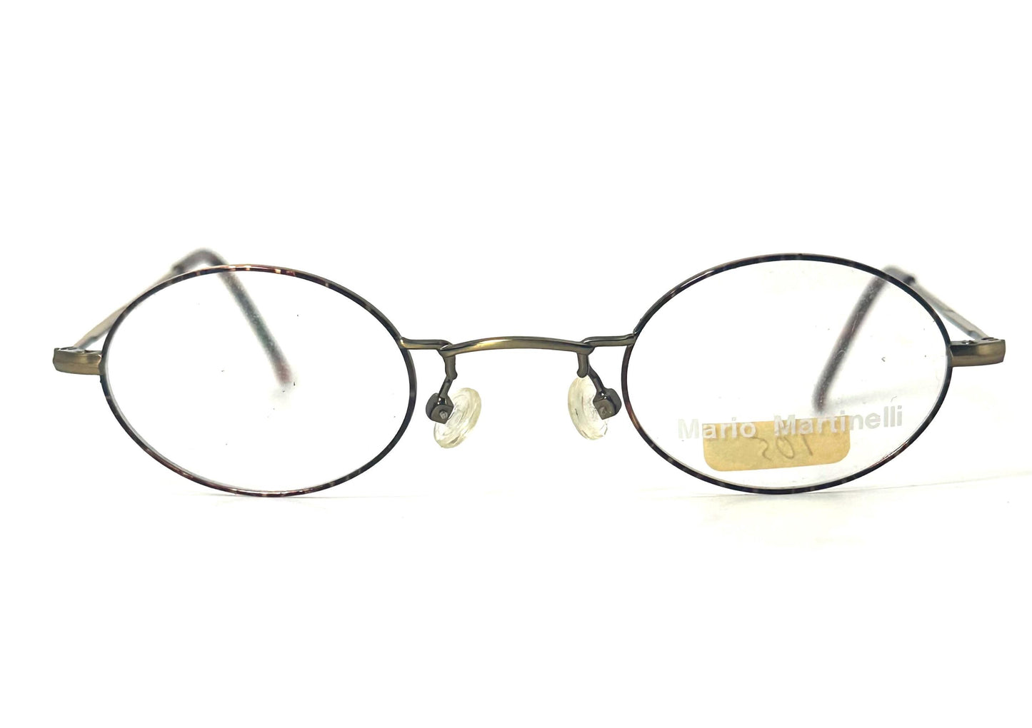 M.Martinelli antique brass retro-Victorian style small oval frames w tortoise enamel details, NOS 80s
