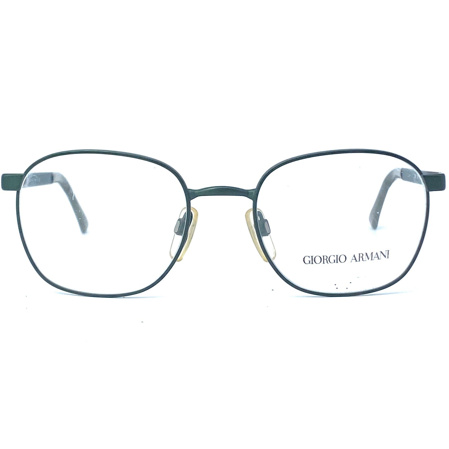 Giorgio Armani square military green eyeglasses frames, NOS 1980s ITALY