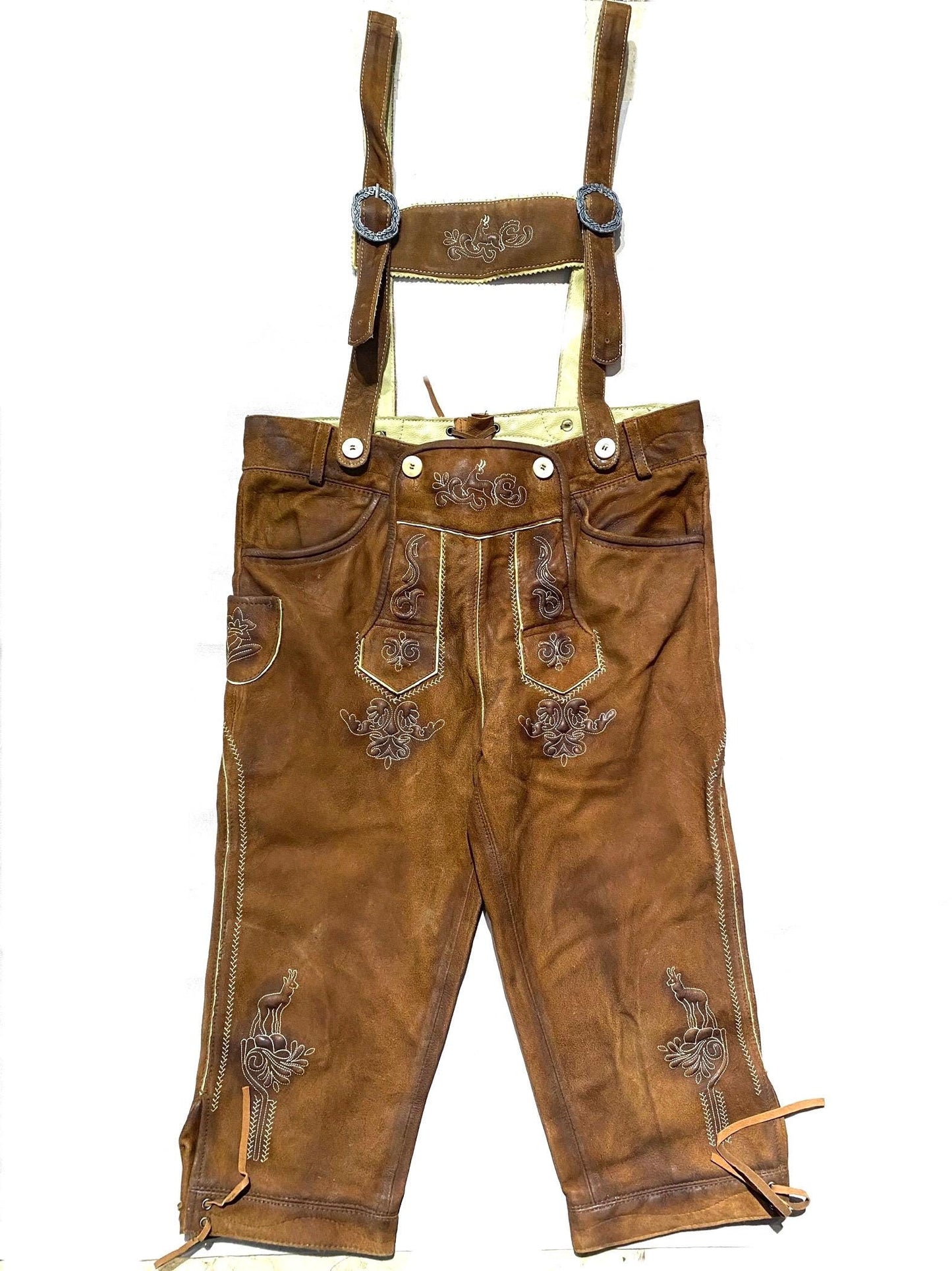 German tradition leather shorts w suspenders, trachten Garments 3 variants