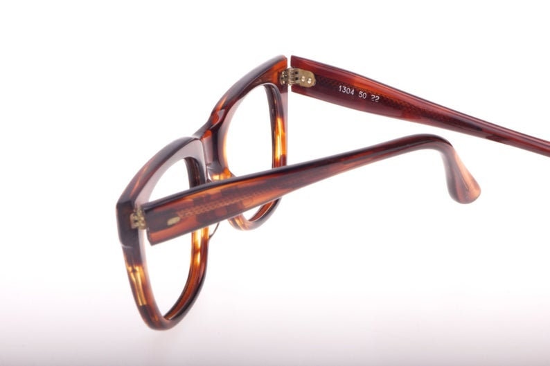 60s NOS square tortoise glasses with silver steel pins, very rockabilly, brand new in 2 sizes