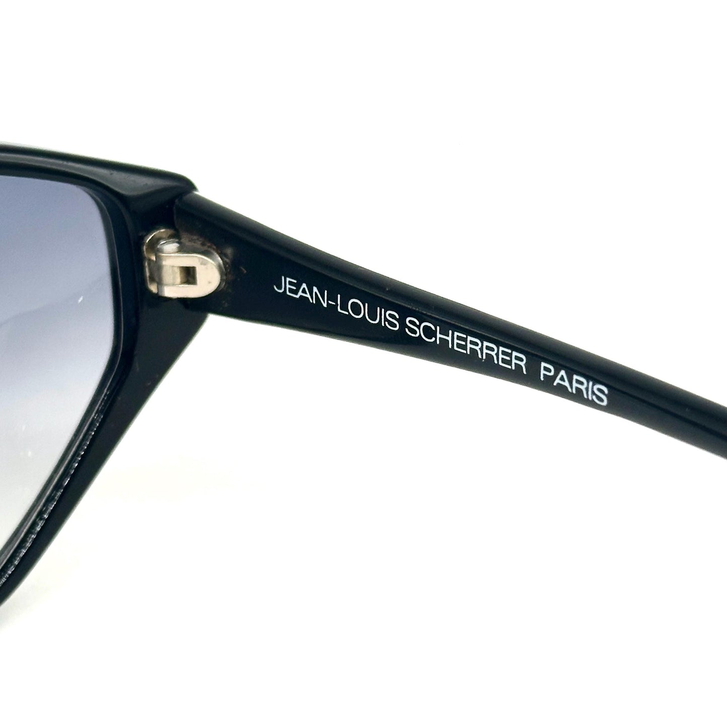 Jean-Louis Scherrer Paris frame 865 cat eye sunglasses in black and white acetate enriched with rhinestones. 90s NOS France