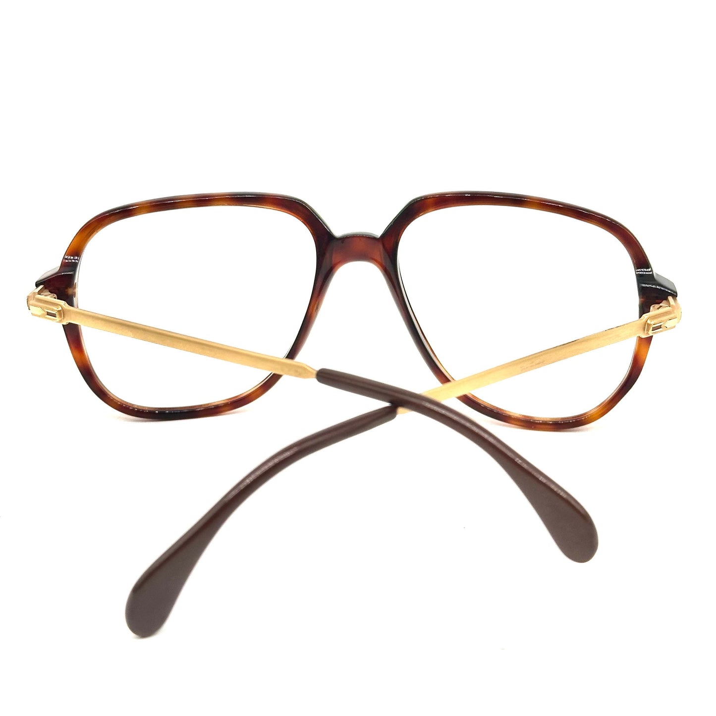 Persol Ratti 09185 tortoise drop shaped frames w adorned golden metal temples, 1980s NOs Italy