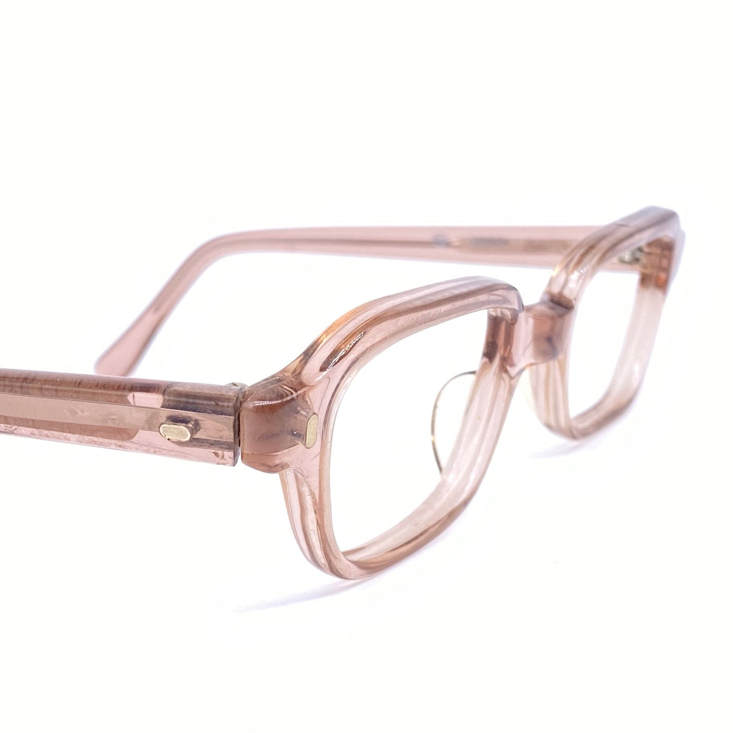 Röhm 1940s translucent pink square/rectangular  kids glasses frames, NOS in 3 sizes.