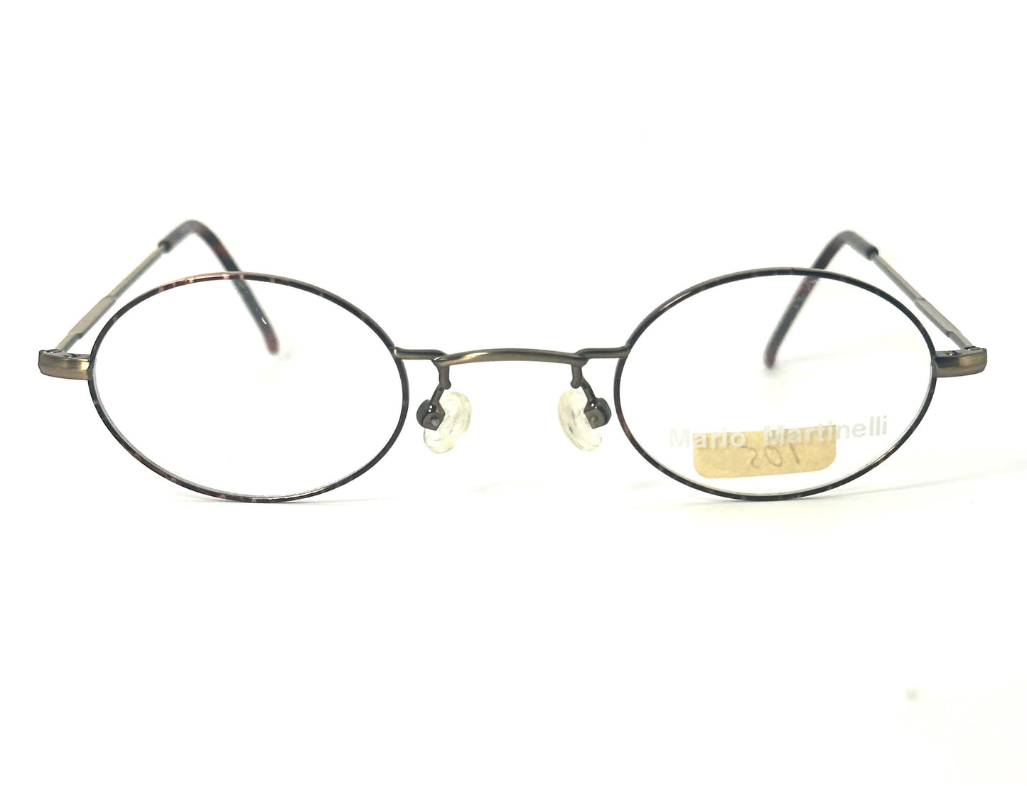 M.Martinelli antique brass retro-Victorian style small oval frames w tortoise enamel details, NOS 80s