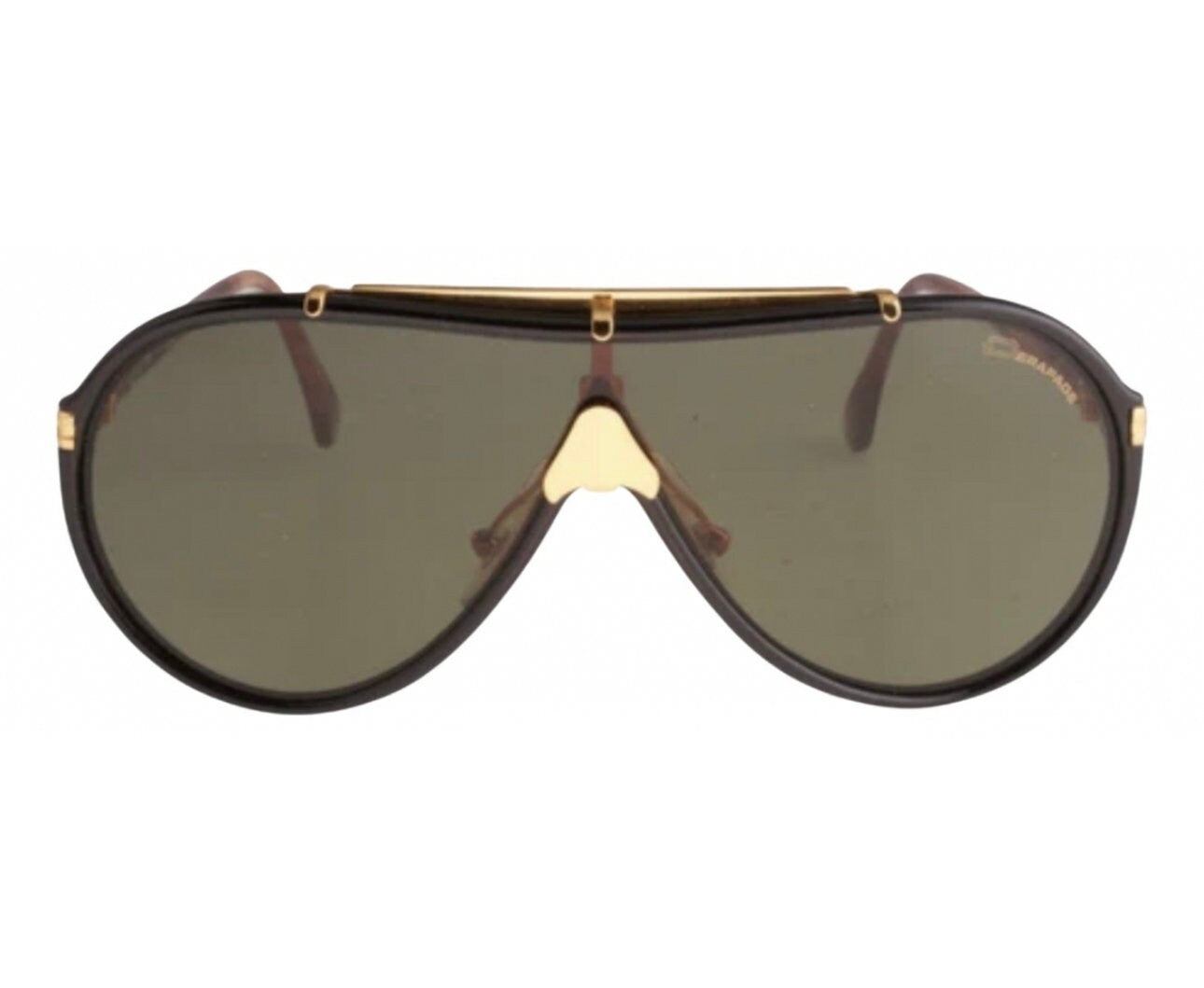 Dérapage-Vitaloni luxury blck-gold shield aviator sunglasses hand made in Italy, 80s NOS, Jay-Z
