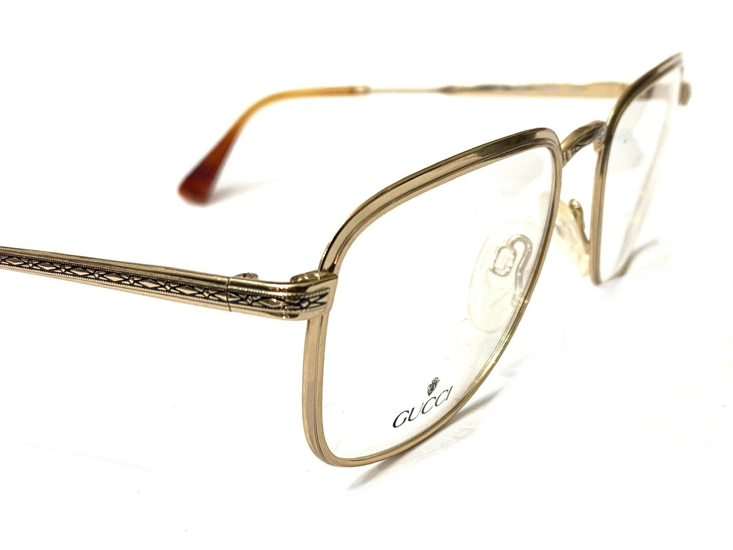 Gucci 1225 classy squared gold plated eyeglasses NOS 80s