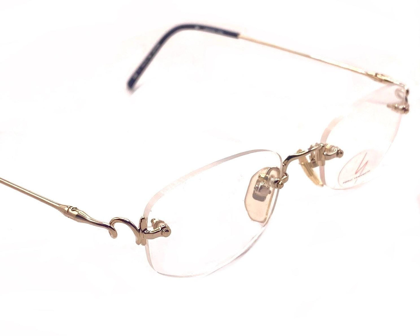 Yohji yamamoto 51-8102 avant garde gold plated rimless glasses frames made in Japan, 90s NOS mint
