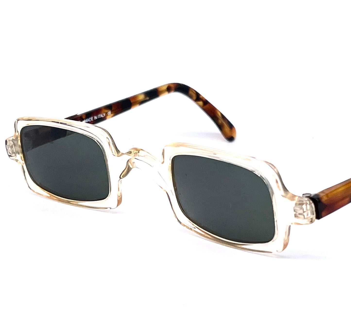 Op.City coolest retro square clear cello sunglasses with tortoise temples, NOS 80s Italy