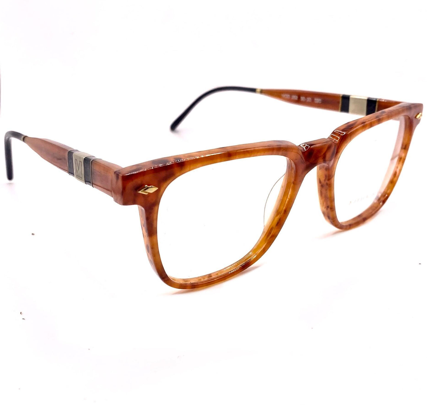 Marlow old school square tortoise frames w golden details. nOS 80s Italy