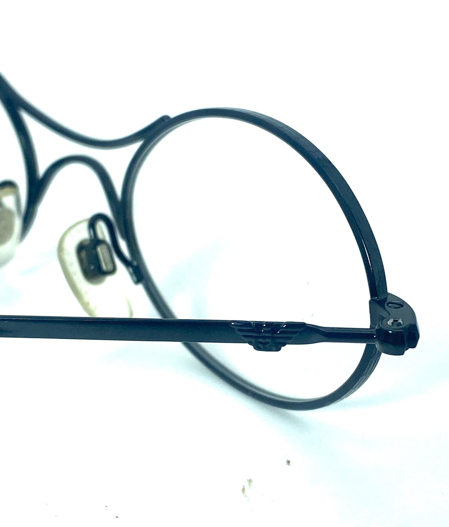 Emporio Armani 044 back metal oval cross bridge retro style eyeglasses made in Italy, 80s NOS mint