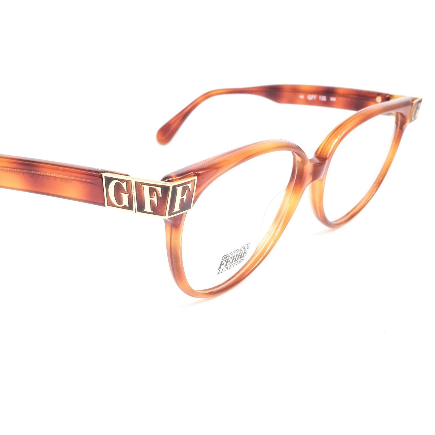 Gianfranco Ferré gff106 light or dark tortoise eyeglasses frames with golden signature hinge, 2 sizes