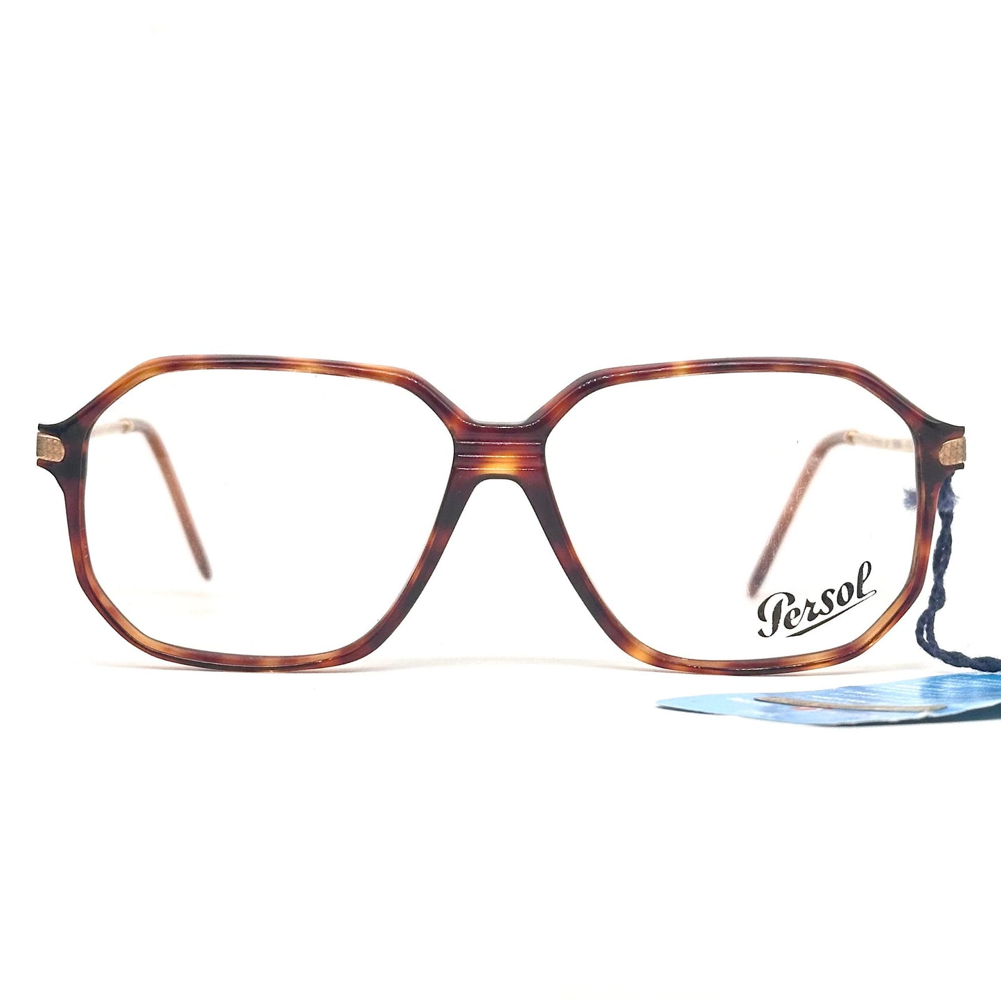 Persol Ratti 9102-B square tortoise eyeglasses w golden temples, NoS 80s Italy