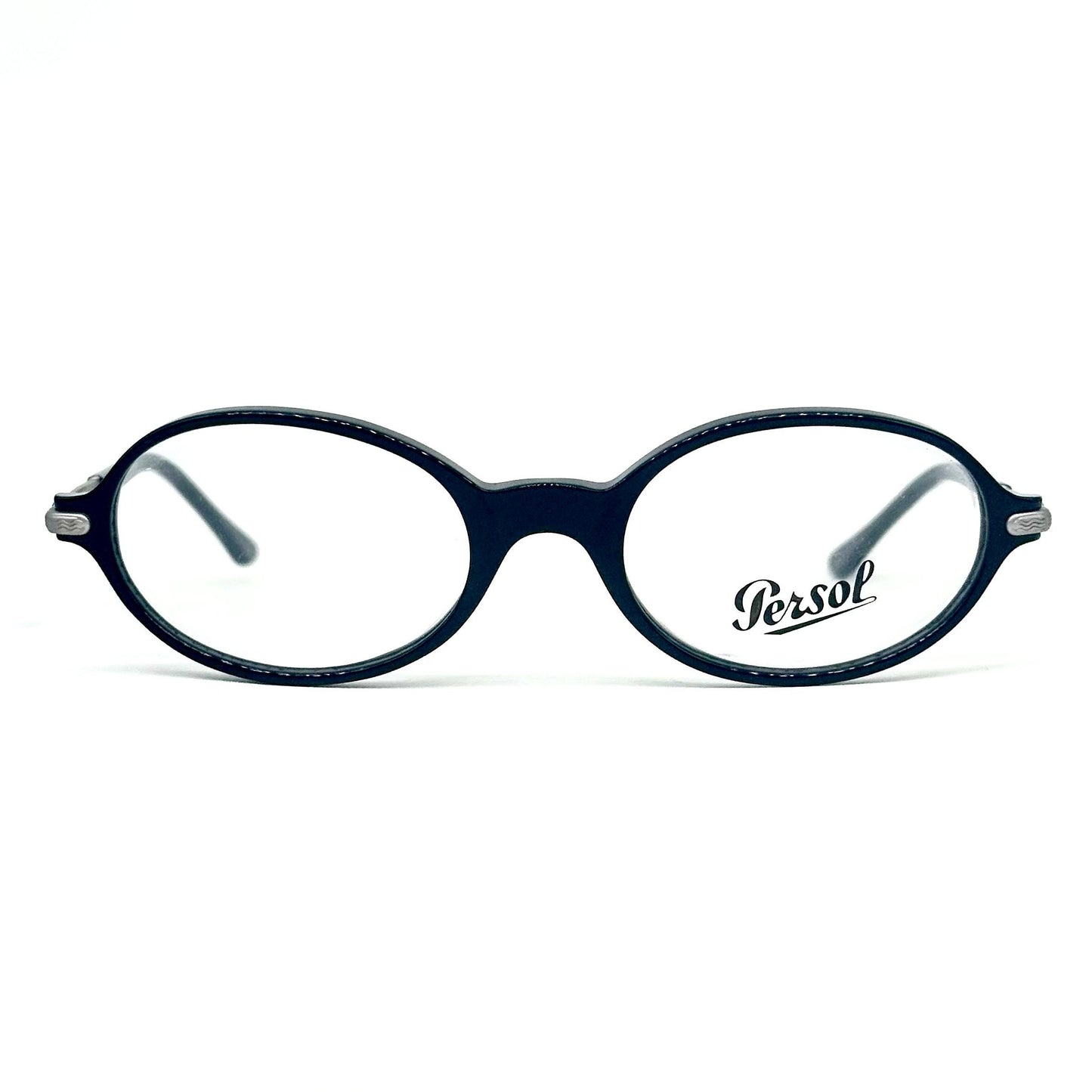 Persol Mambo cool black acetate oval eyeglasses frames hand made in Italy, 90s NoS