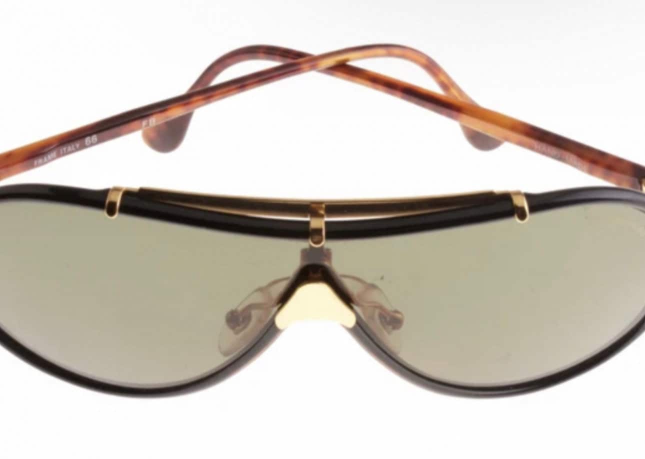 Dérapage-Vitaloni luxury blck-gold shield aviator sunglasses hand made in Italy, 80s NOS, Jay-Z