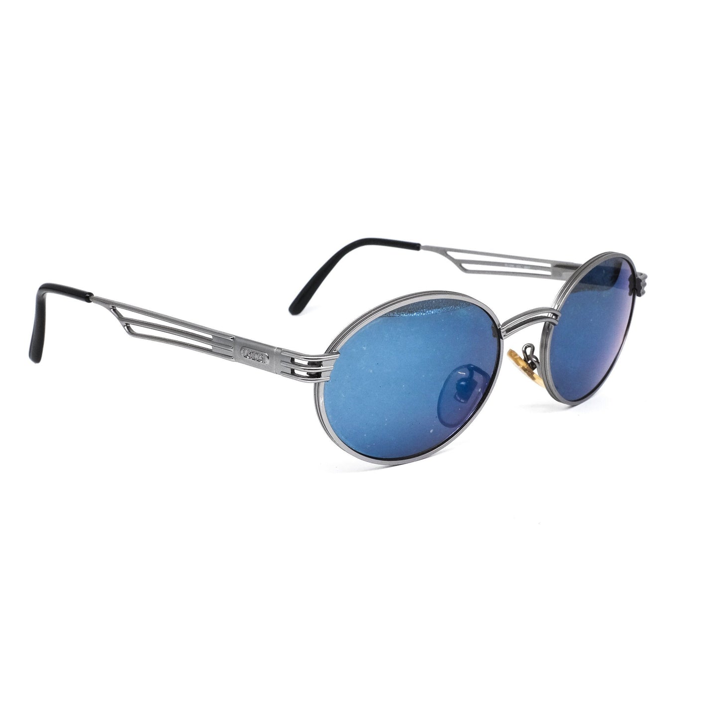 Lozza gunmetal round shaped sunglasses with cut off bridge and temples w steampunk vibe Made in italy in the 80s NOS