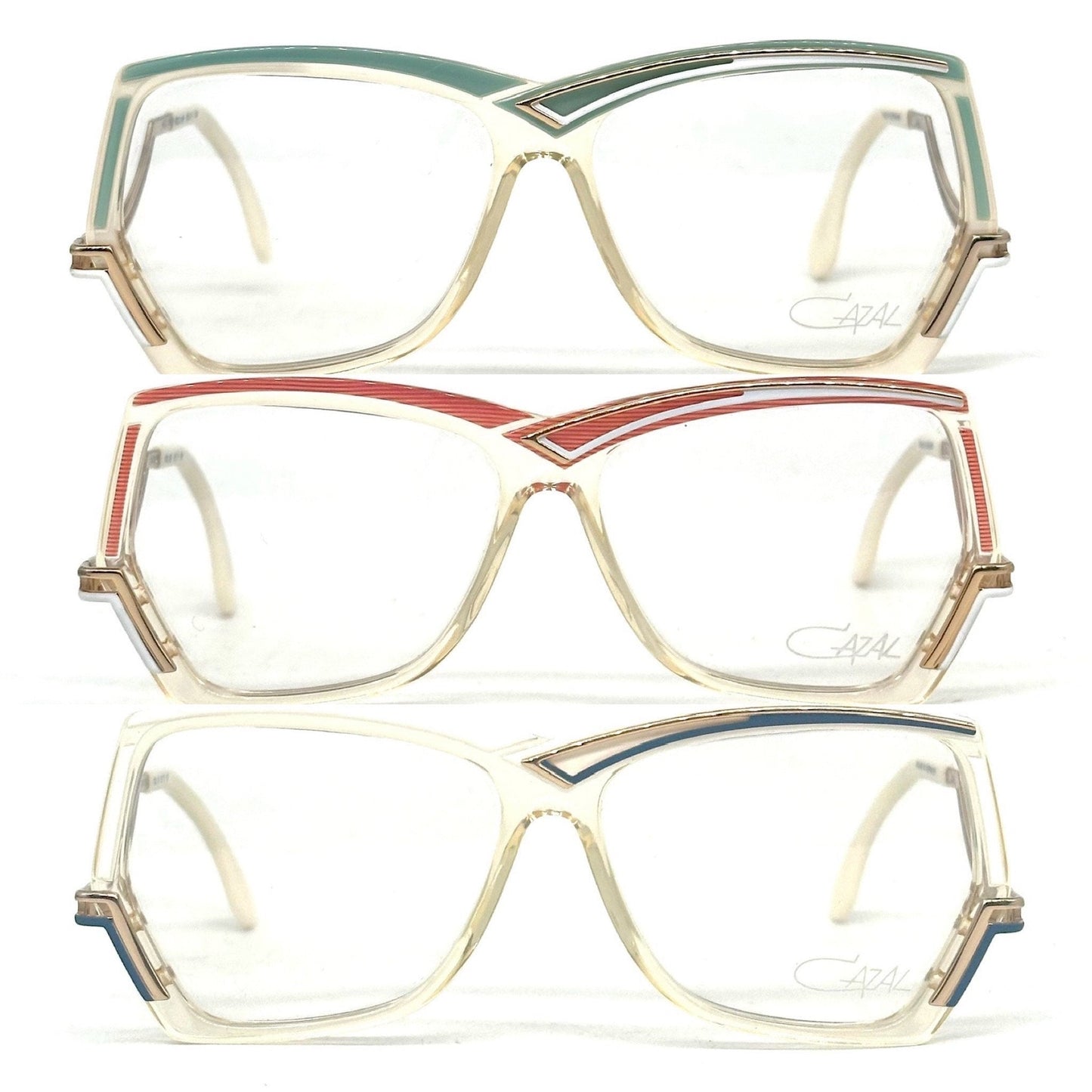 Cazal 178 collectors’ square oversized eyeglasses w asymmetrical details, NOS 80s W. Germany