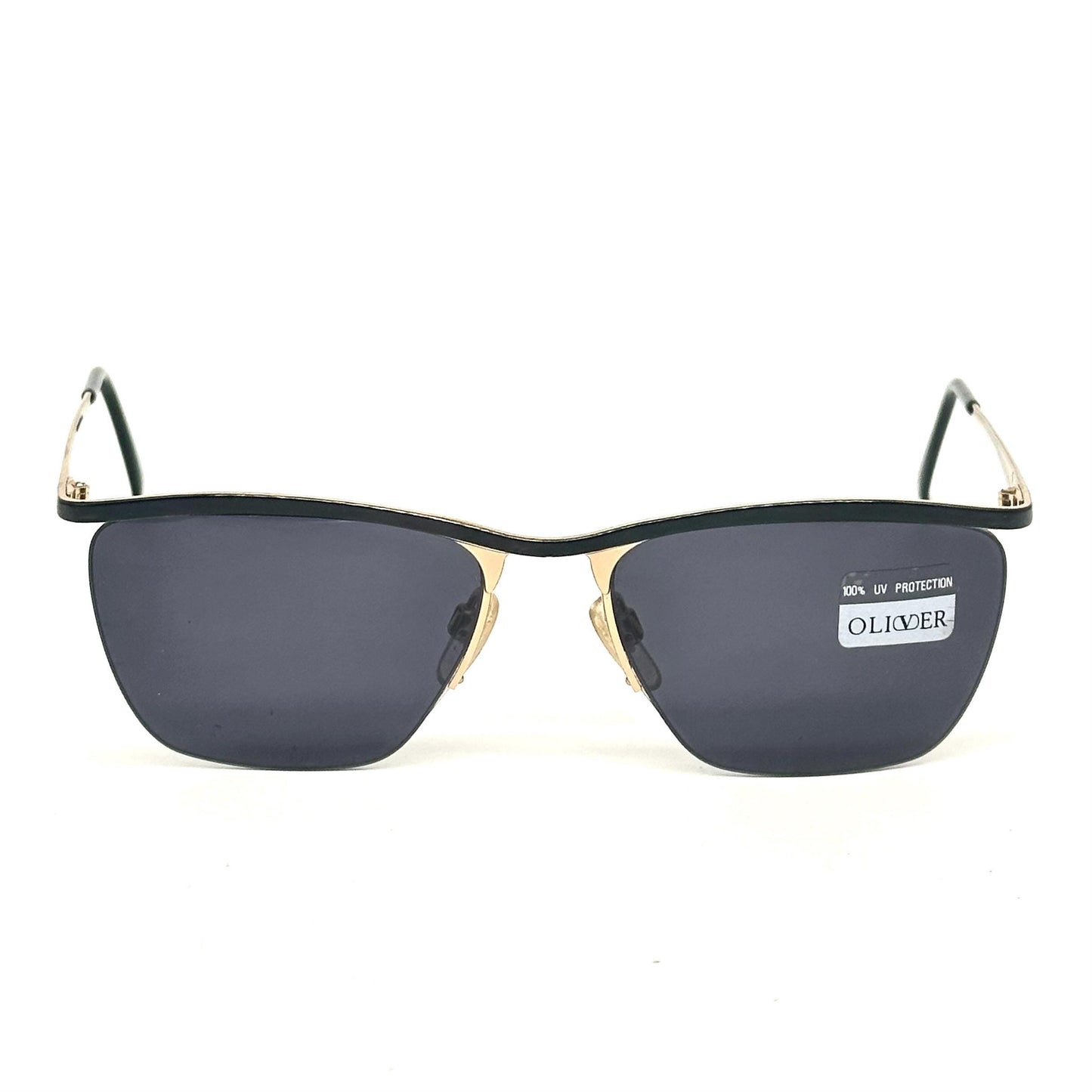 Oliver by Valentino Garavani 1816 vintage gold with black enamelled brow line and temples sunglasses NOS 80s