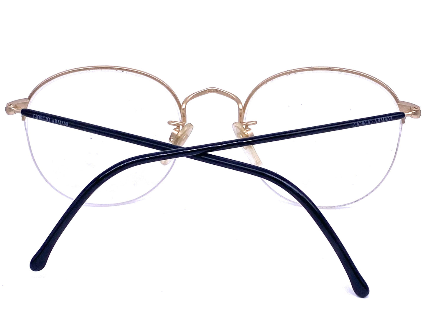 Giorgio Armani 142 round half rimmed glasses with black temples, NOS 80s Italy