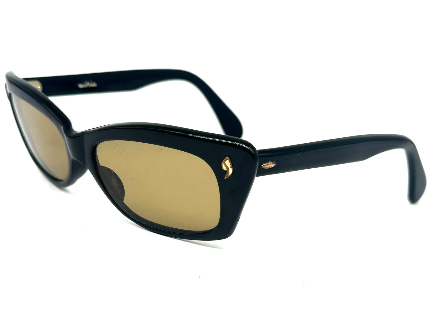 Lozza Miria 1950s black cateye pin-up sunglasses hand made in Italy, in mint condition.