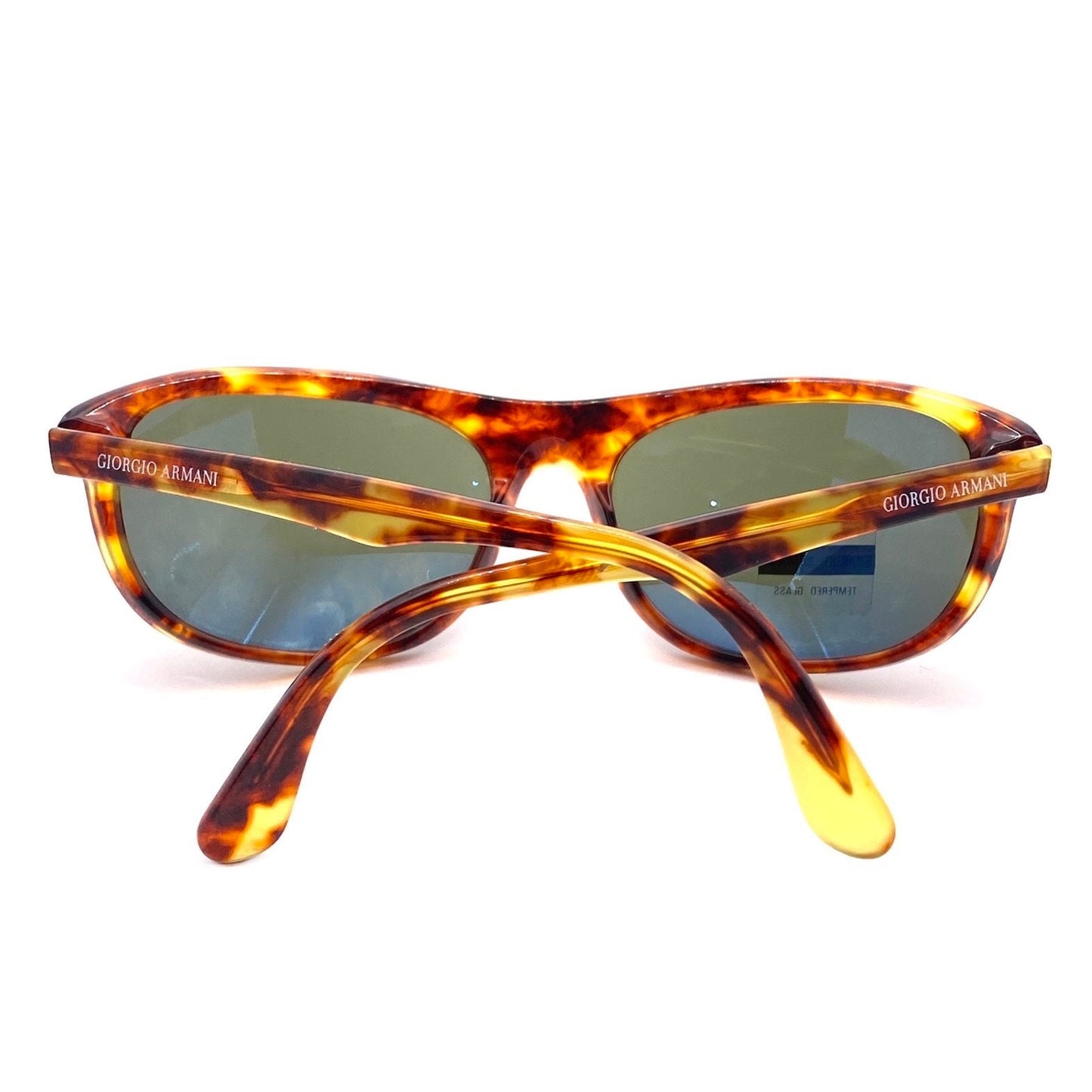 Emporio Armani 811 tortoise wrap sunglasses w tempered crystal lenses, NoS 80s Italy