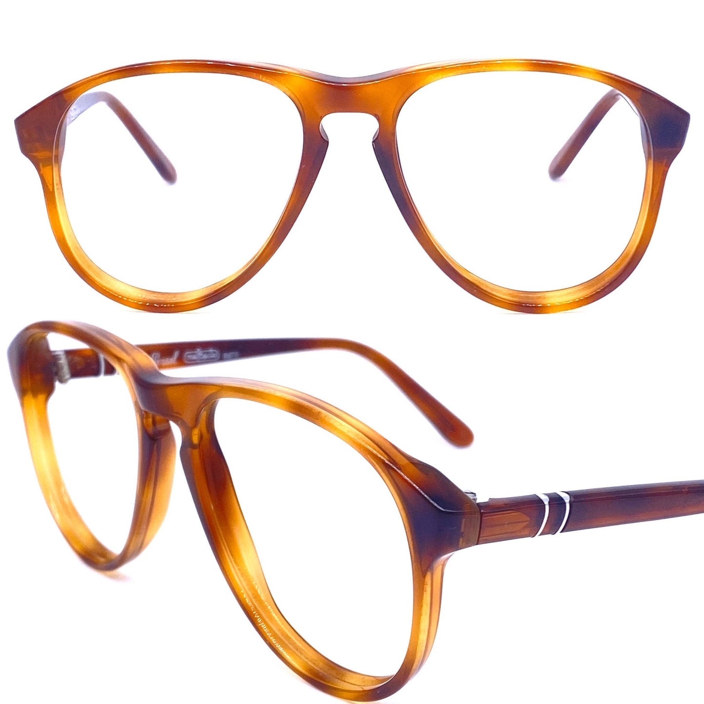 Persol Ratti 58156 classic Demi blonde cello aviator with keyhole bridge, 1970s NOS Italy