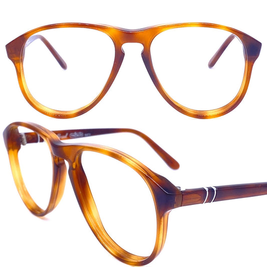 Persol Ratti 58156 classic Demi blonde cello aviator with keyhole bridge, 1970s NOS Italy