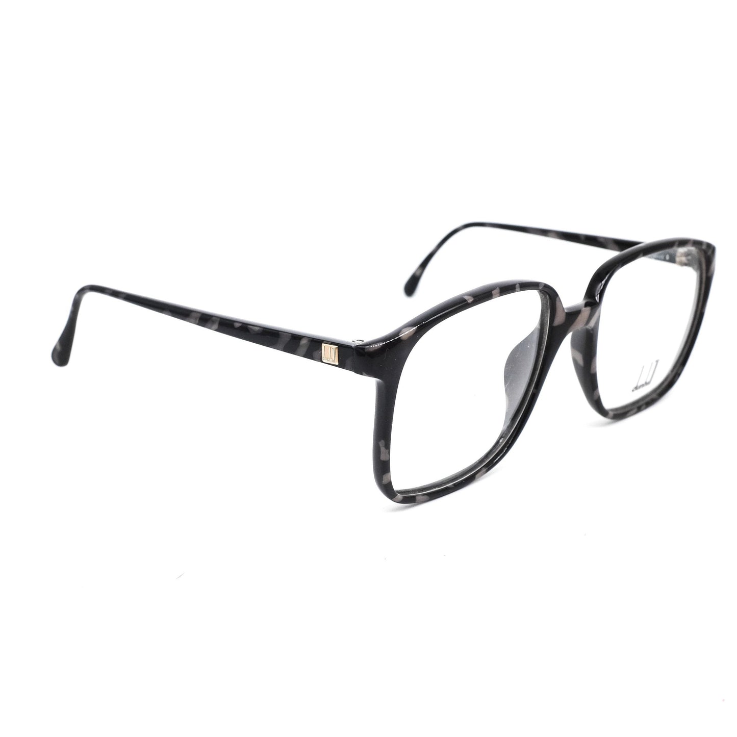 Dunhill 6112 large square black acetate eyeglasses frames made in Germany, 1990s NOS