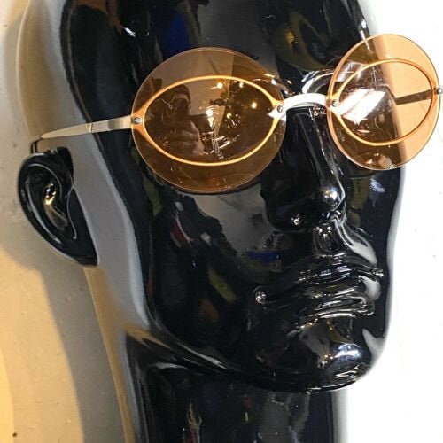 Armani Round Avant Garde Rimless Sunglasses Orange Tinted Lenses,NOS 90s iTA