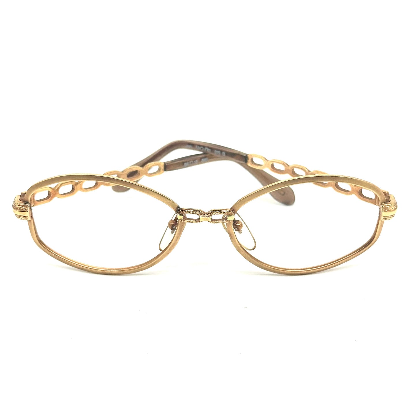 Nigura 813G Japan gold filled oval frames w jewel cutoff - chain designer temples, rare